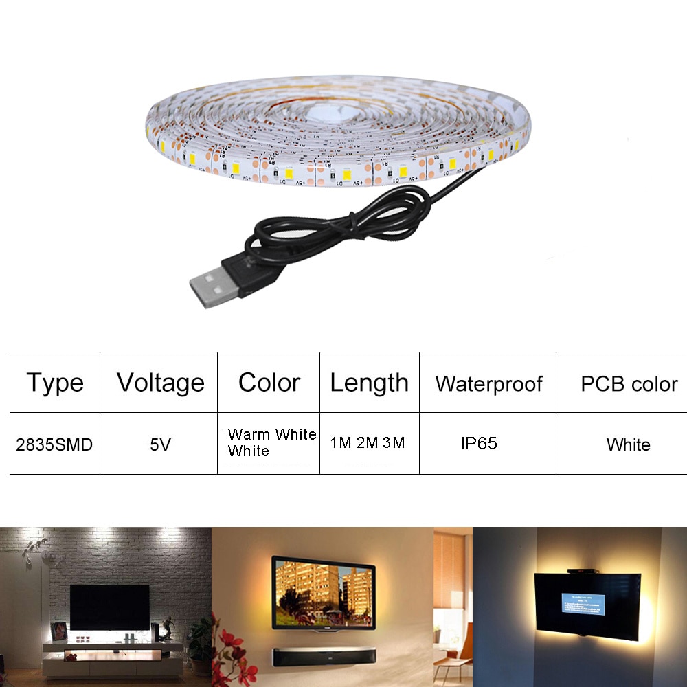 1-3M PIR Motion Sensor Nachtlampje 5V 2835 SMD Flexibele LED Strip Usb-poort Trappen Keuken light Kast TV Backlight Verlichting