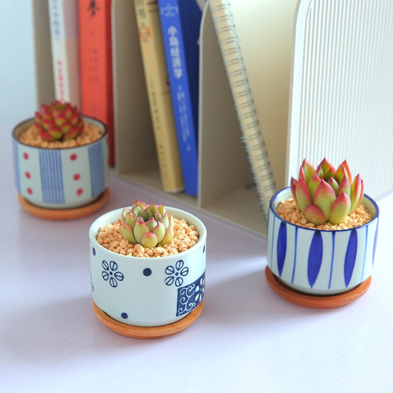 Ceramic Japanese Style Succulents Plants Container Office Bonsai Cactus Flower Pot Planter Home Garden Decor Ornaments