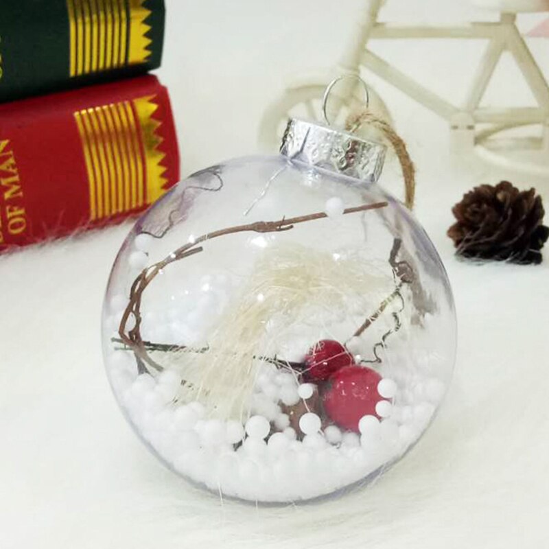4Pcs Christmas Tree Decorations Ball Transparent Open Plastic Clear Ornament Tree Decorations Xmas Supplies Candy Ball