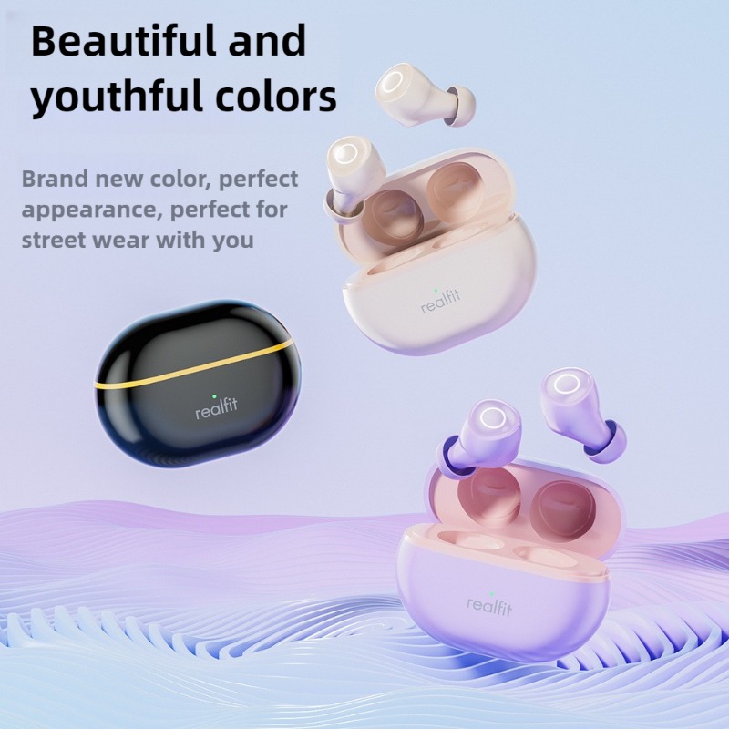 Casque Bluetooth sans fil Realfit F4 ANC suppression Active du bruit Bluetooth 5.4 Mini haricot dans l'oreille vie étanche