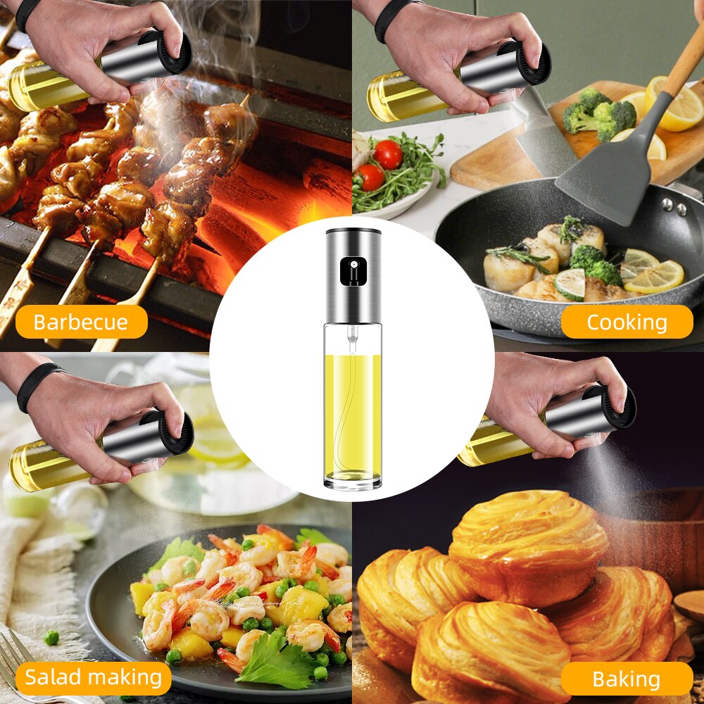 Kitchen Olive Oil Bottle Dispenser Glass Oil Pump Spray Bottle Sprayer for Oil and Vinegar Leak-Proof BBQ Sprayer Cookware Tools