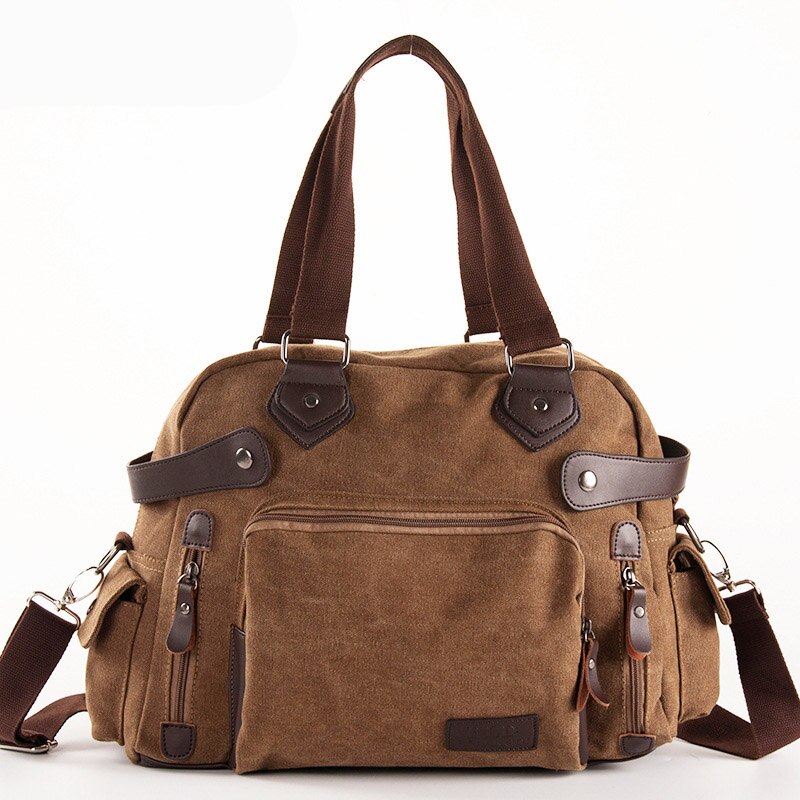 Effen Kleur Zwart Kaki Casual Vintage Multifunctionele Kofferbak Canvas Crossbody Reistas Schoudertas Messenger Handtas