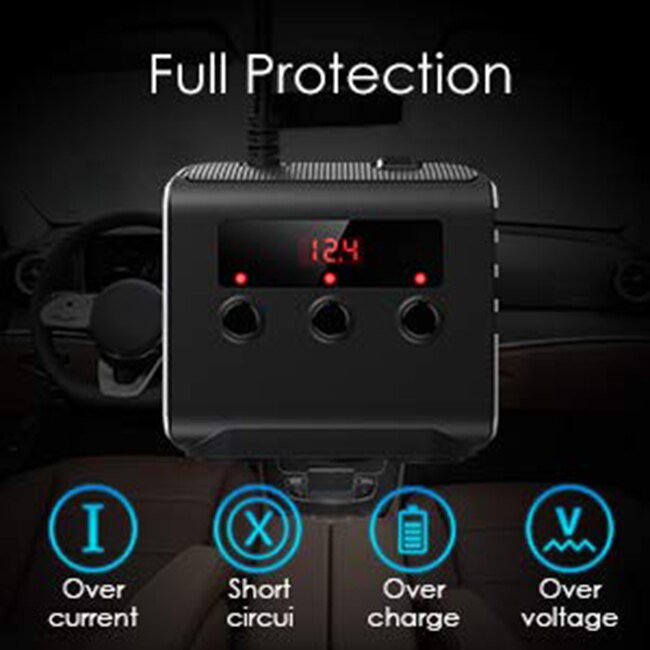 12V/24V voiture allume-cigare adaptateur 100W chargeur de voiture avec 4 Ports USB et 3 prises allume-cigare répartiteur de puissance, On/Off S