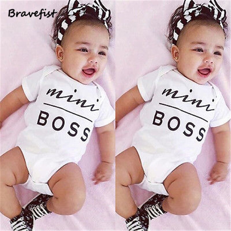 Verano recién nacido mamelucos de manga corta Mini dibujo Boss bebé niñas niños mono carta mameluco Infantil ropa overoles
