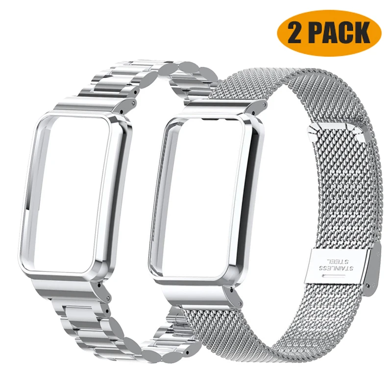 Correa de acero inoxidable para Xiaomi Mi Band 7 Pro, pulsera para reloj inteligente, Protector de caja de Metal, cubierta de pulsera para Mi Band 7 Pro: Medianoche azul