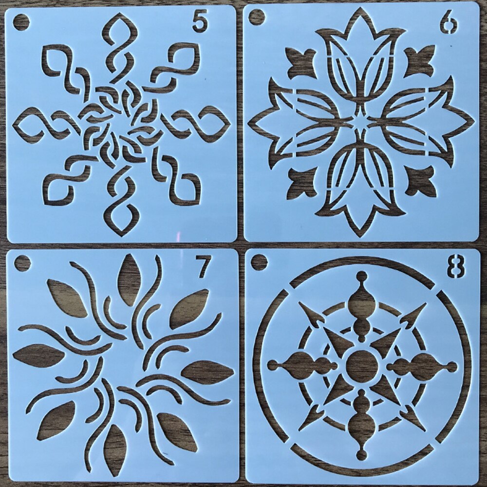 Plantilla de punteo de Mandala para dibujar plantillas de Mandala huecas, tela de rocas, herramientas de pintura artística de pared, accesorios para manualidades DIY