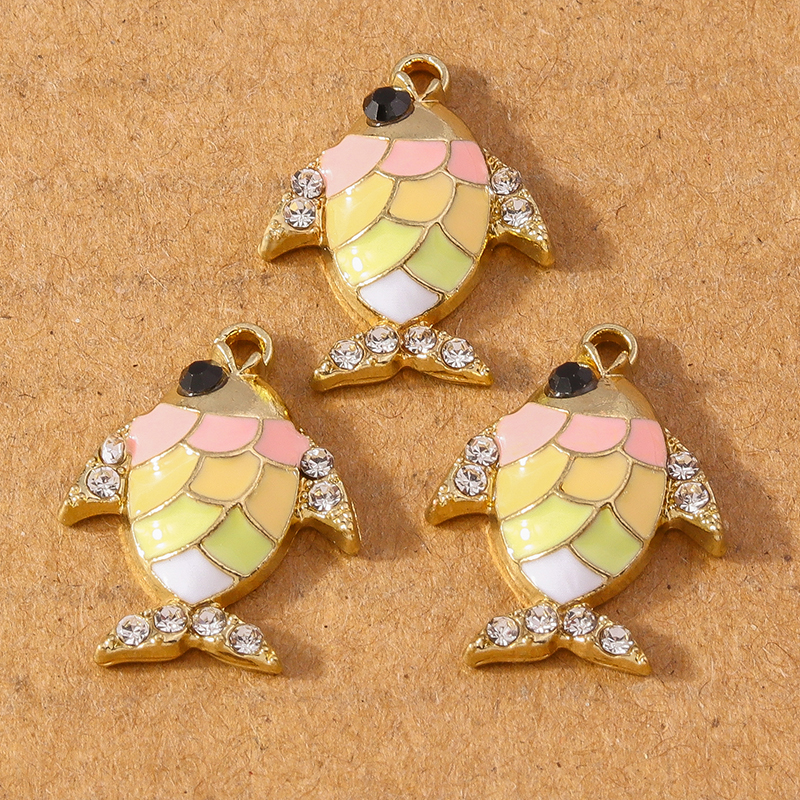 10 stk. søde emalje fiskecharme vedhæng til halskæder, øreringe, gør-det-selv armbånd, håndlavede smykker, tilbehør, forsyninger: Antik kobberbelagt