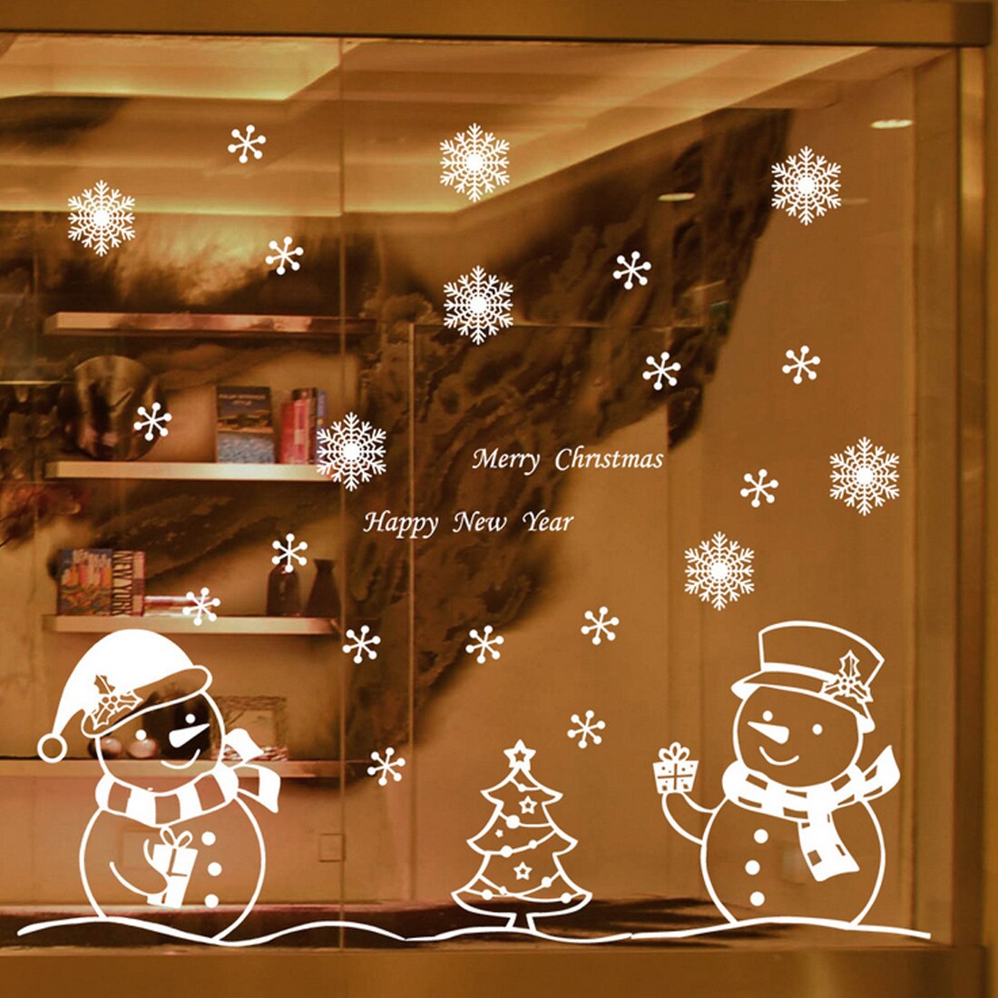 16 Styles Merry Christmas Window Glass PVC Wall Sticker DIY Snow Town Wall Stickers Year Home Decal Christmas Decoration: 6