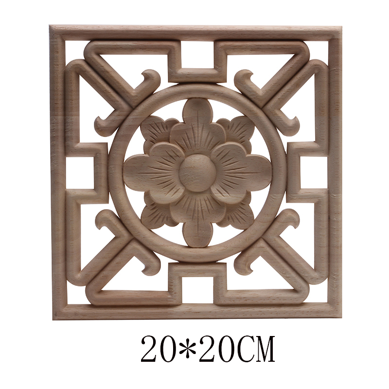 Hout Applique Onlay Hout Decal Hout Beeldjes Houten Gesneden Decor Unpainted Grote Kroon Laat Ovale Bloem Meubels Deuren Thuis: B71-4