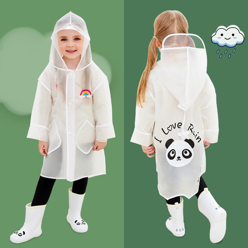 LINLING Cute Kids Outdoor Raincoat Waterproof Rain Poncho Clear Transparent Cartoon Panda Children Student Protective Cover P650: 1 / L