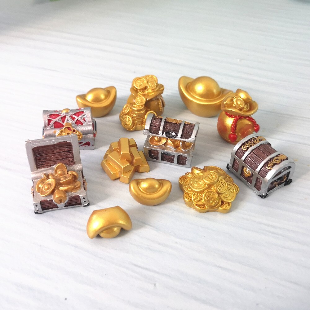 4pc Ingots Fortuin Rijkdom Doos Model Beeldje Thuis Ornament Glas Decor Miniatuur Ambachtelijke Tuin Fairy Decoratie DIY Accessoires