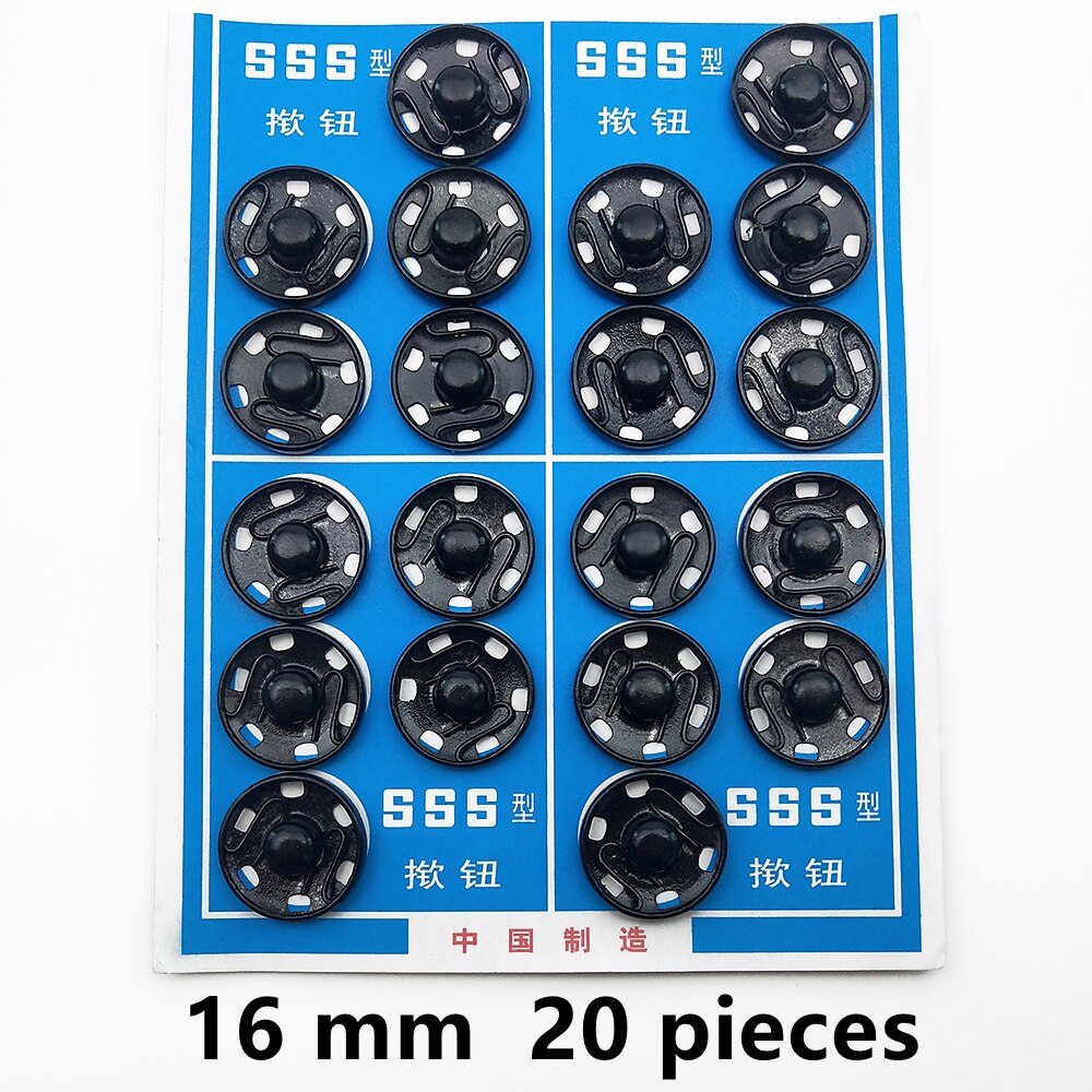 Black Round Snap Buttons Metal Press Button Fasteners Plating Stud Iron DIY Garment Bag Sewing Accessories: FR516