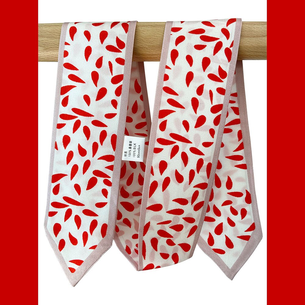 High Natural Silk Skinny Scarf Women Necktie Female Neckscarf Bag Decor Ribbon Long Narrow Neck Tie Scarves for Women