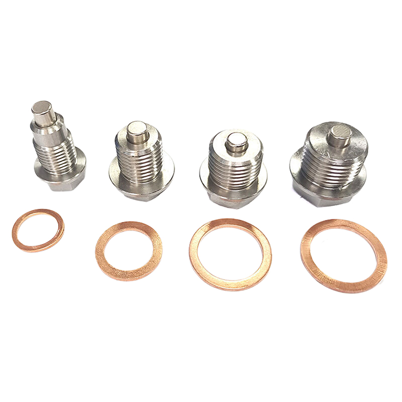 1Pc Auto Modificatie Magnetische Zuig Aftapplug Schroeven Met 5 Pakkingen Neodymium Magneet Rvs Bout Zware Olie plug