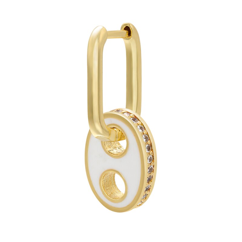 Hecheng, 1pc ,cz colorido buraco gota brinco, atacado, para mulher neon fluorescente jóias: white