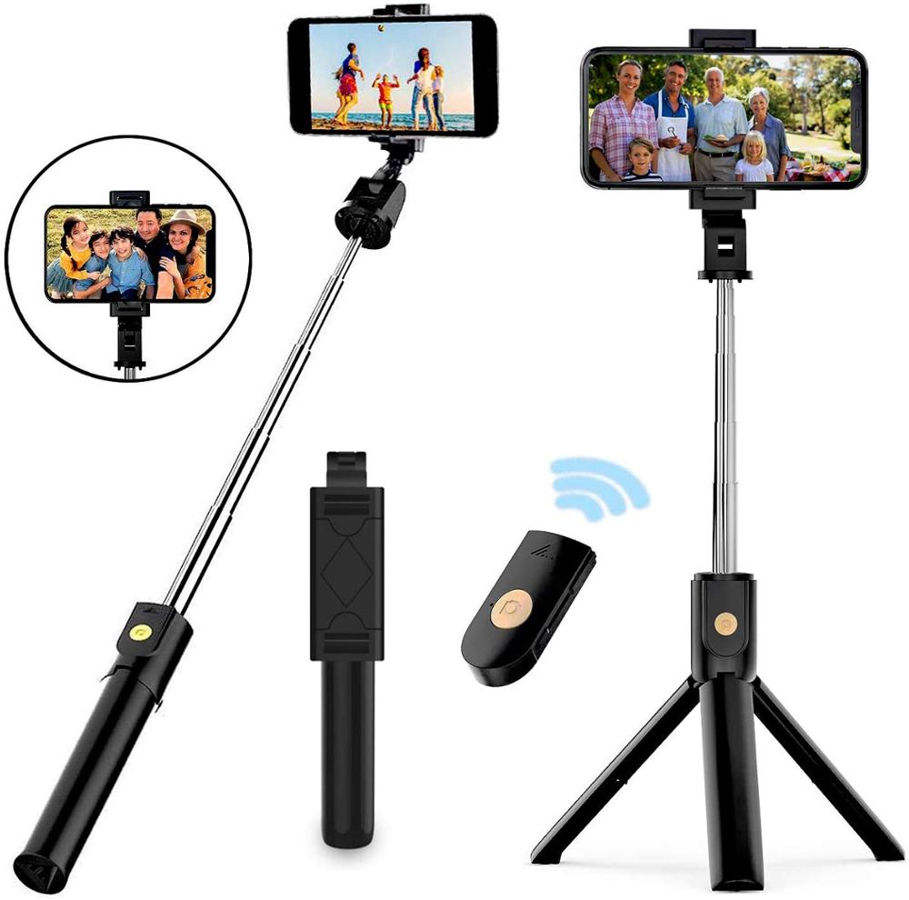 YTOM Selfie Stick, 3 in 1 Extendable Selfie Stick Tripod with Detachable Bluetooth Wireless Remote Phone Holder For smartphone