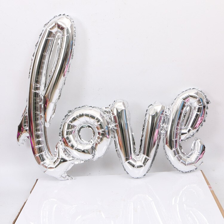 Bruiloft Ballonnen Ligaturen Liefde Brief Folie Ballon Anniversary Valentines Verjaardagsfeestje Decoratie Photo Booth Props: Zilver / 108cm