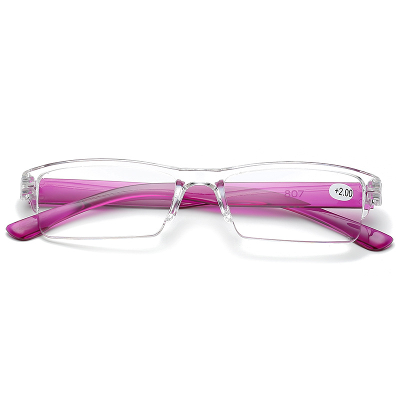 Transparante Leesbril Voor Vrouwen Mannen Rechthoek Kleine Frame Verziend Brillen Business Recept Bril + 1.0 Tot + 4.0: Paars / +350