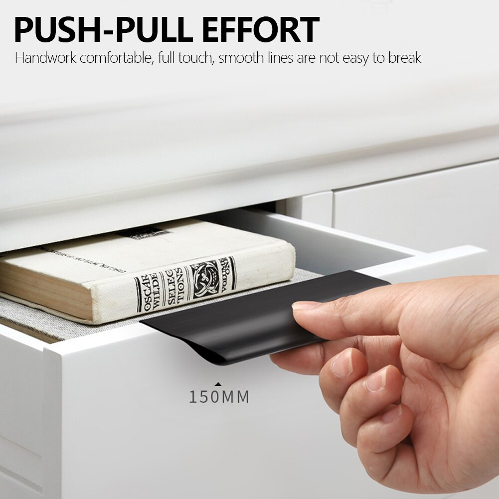 Goud Zwart Verborgen Kast Trekt Aluminium Keukenkastje Schuifladegrepen Knoppen Handvat Slaapkamer Hardware 8-40Cm