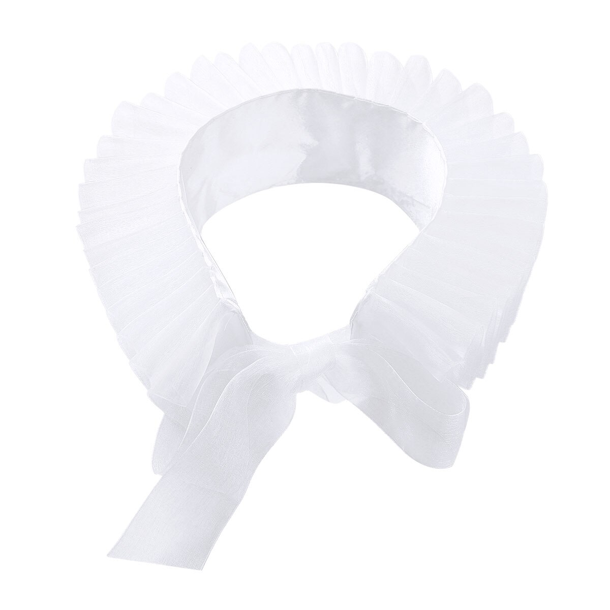 White Renaissance Elizabethan Ruffled Sheer/Satin Neck Collar Clown Choker Victorian Costume Halloween Cosplay Accessories