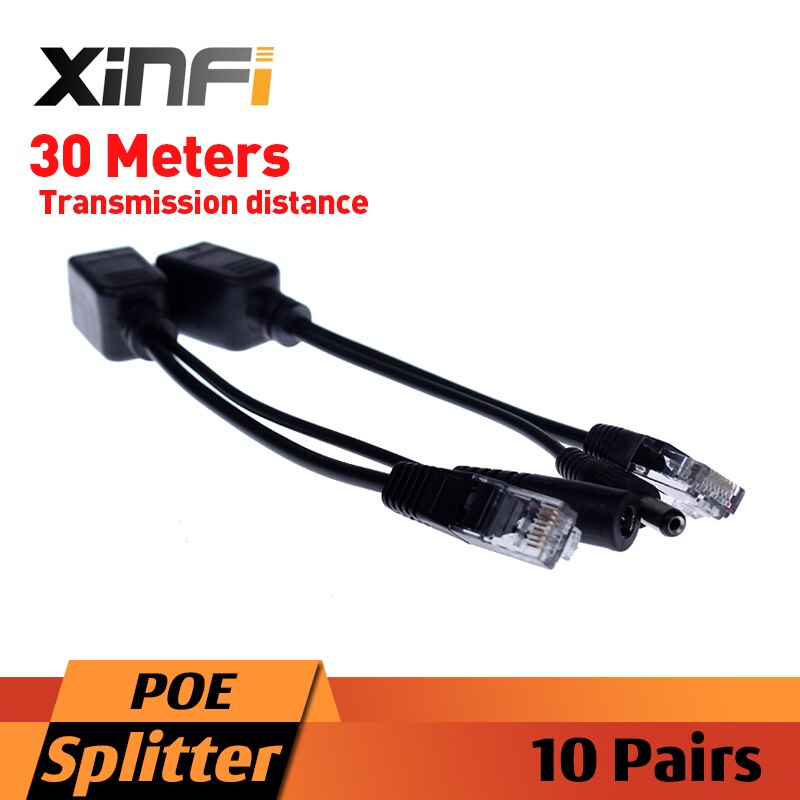 Xinfi 10 pair POE Splitter Transmitter+POE Receiver For RJ45 Network Cable PoE Splitter &amp; Injector Cable Kit PoE Adapter