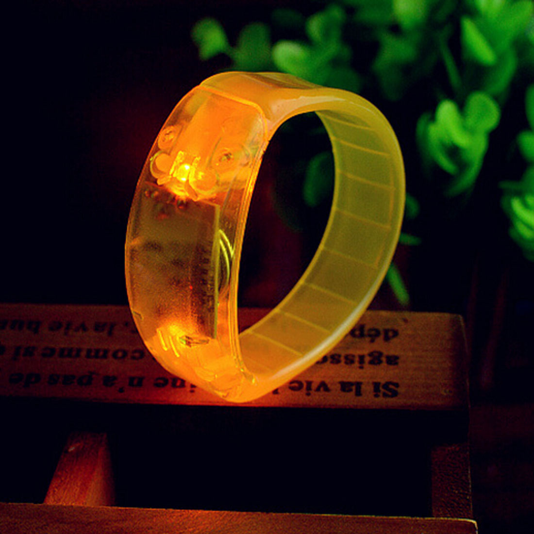 Glow LED Light Up Wristband Voice Control Flashing Bracelet Bangle Cheer Props Rave Glow Party Christmas: Orange