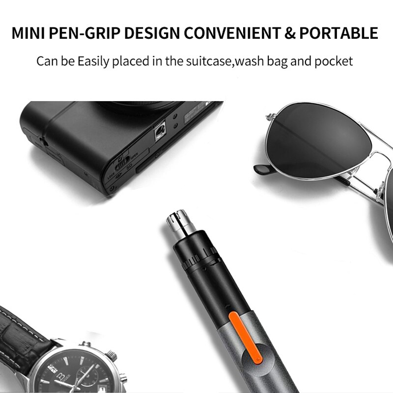 Depilador de nariz elétrico, aparador de pelos do nariz, portátil, indolor, lâminas de duas bordas, usb, 10sec, carregamento rápido, baixo ruído unissex