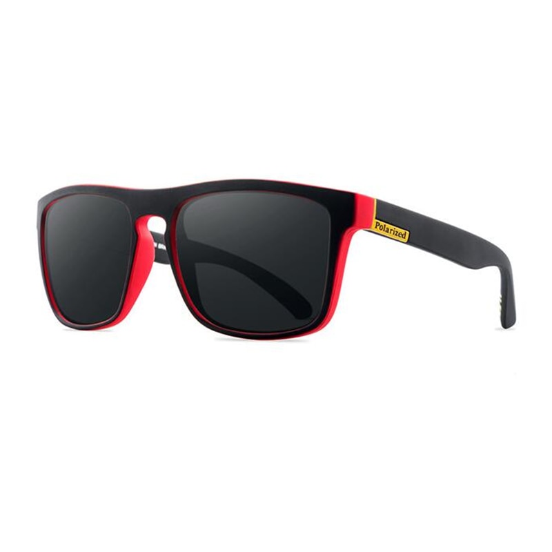 Guy's Sun Glasses Polarized Sunglasses Men Classic Mirror Square Ladies Sunglasses Men: Black Red