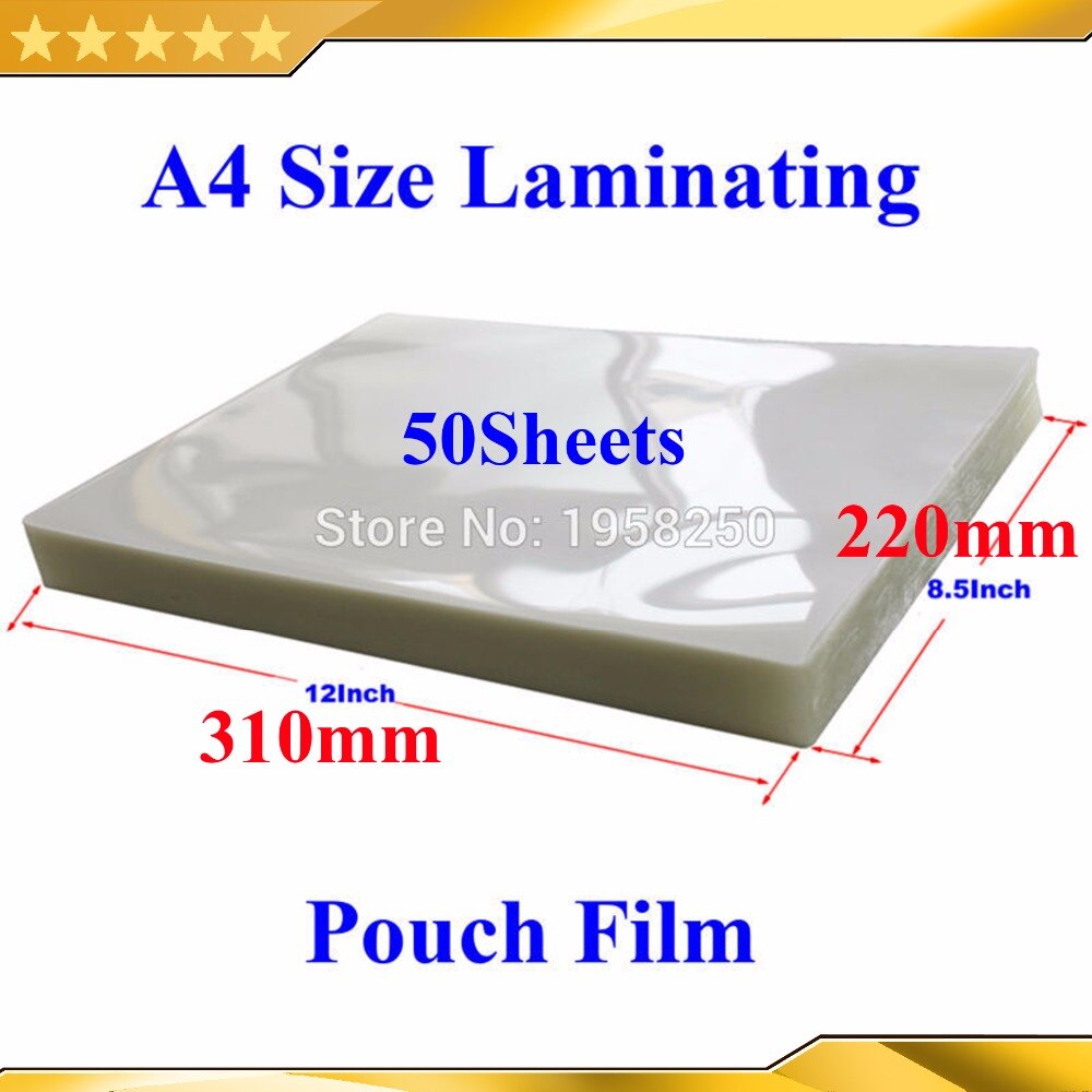50 stk 50 mikrofon (2 mil ) a4 størrelse (310 x 220mm)  pvc klar blank 2 flap lamineringspose film til laminator