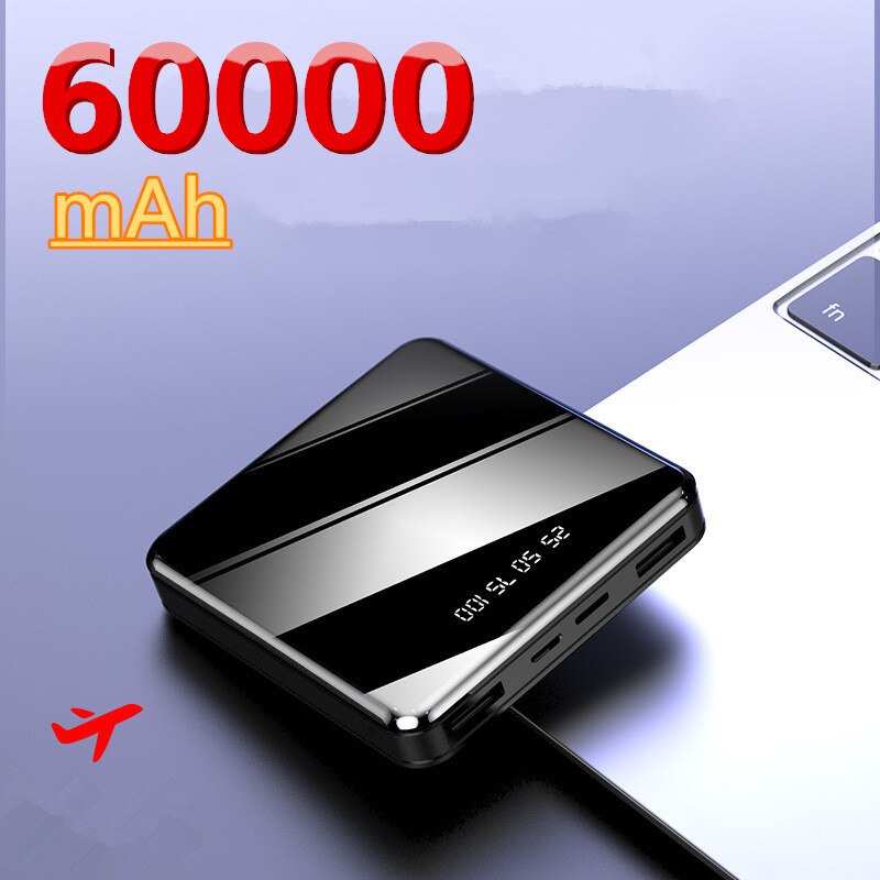 Mini cargador portátil de 60000mAh para teléfono, Cargador rápido USB, paquete de batería externa para Samsung, huawei, Iphone