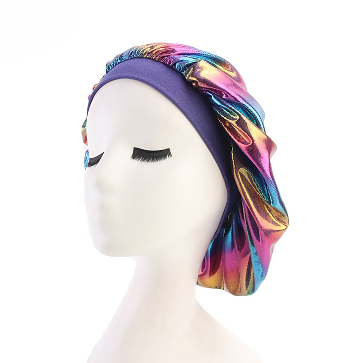 Haarkapje voor het slapen, douchekapje voor dames, nachtmuts, haarverzorgingskapje, hoofdbedekking, brede elastische band: Paars 