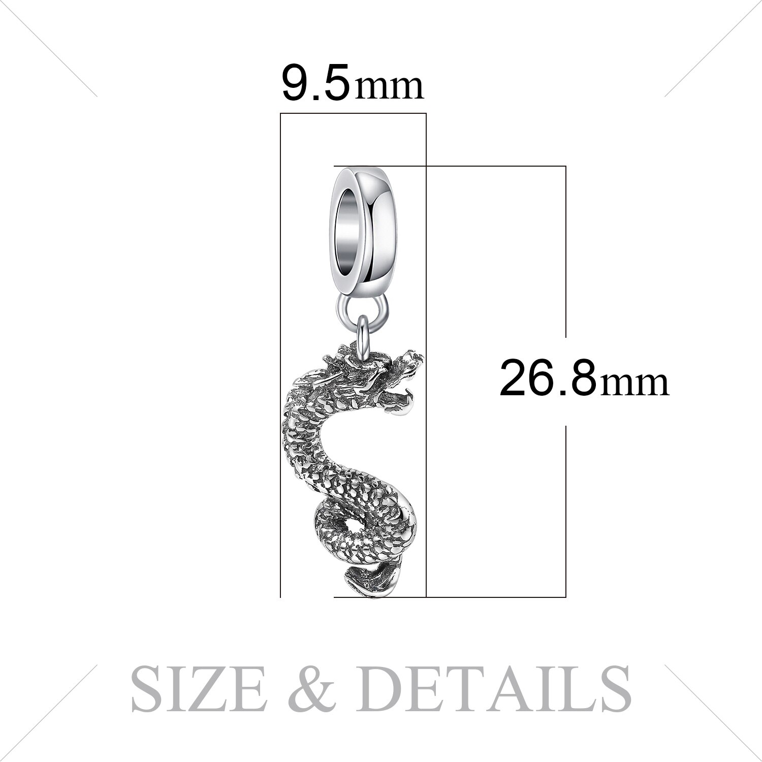 Jewelrypalace 925 Sterling Zilver Charm Vintage Dragon Dangle Charm Bead Fit Armbanden Vrouwen Sieraden Maken