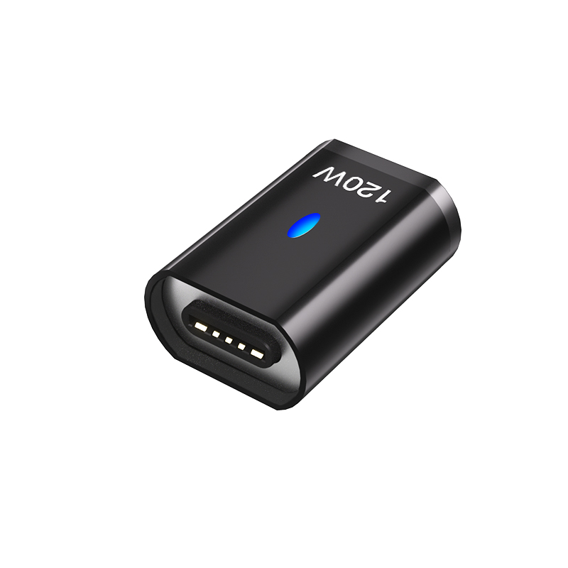Magnetischer USB-C-Adapter, 120 W, schnelles Aufladen, 480 MB, Magnetkonverter für iPad, MacBook Pro, Oberfläche 7, Huawei, MI, OPPO-Schalteranschluss: Grau