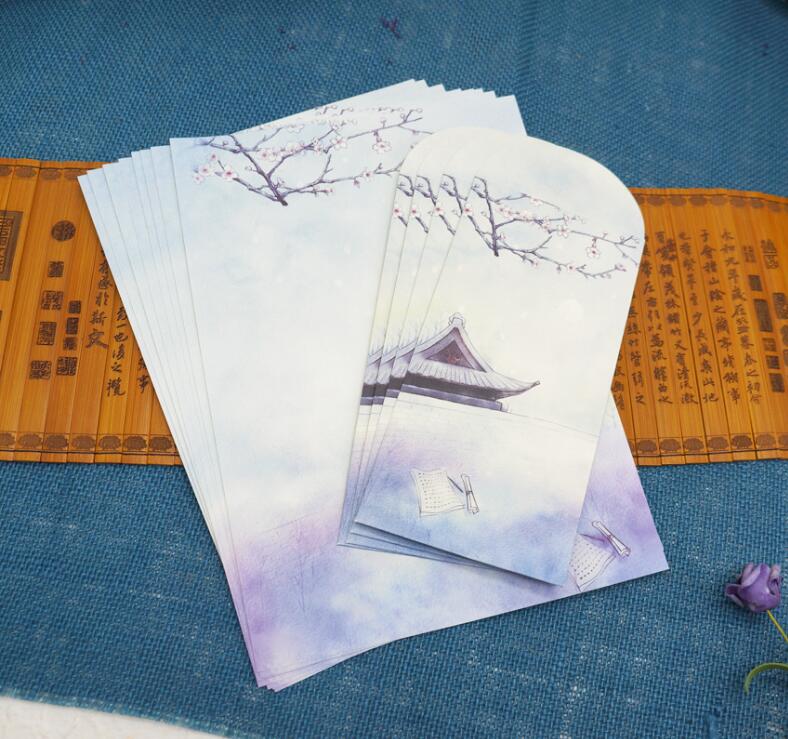 Papel chino Estilo Vintage para escribir sobre papel carta 4 set/lote: Purple