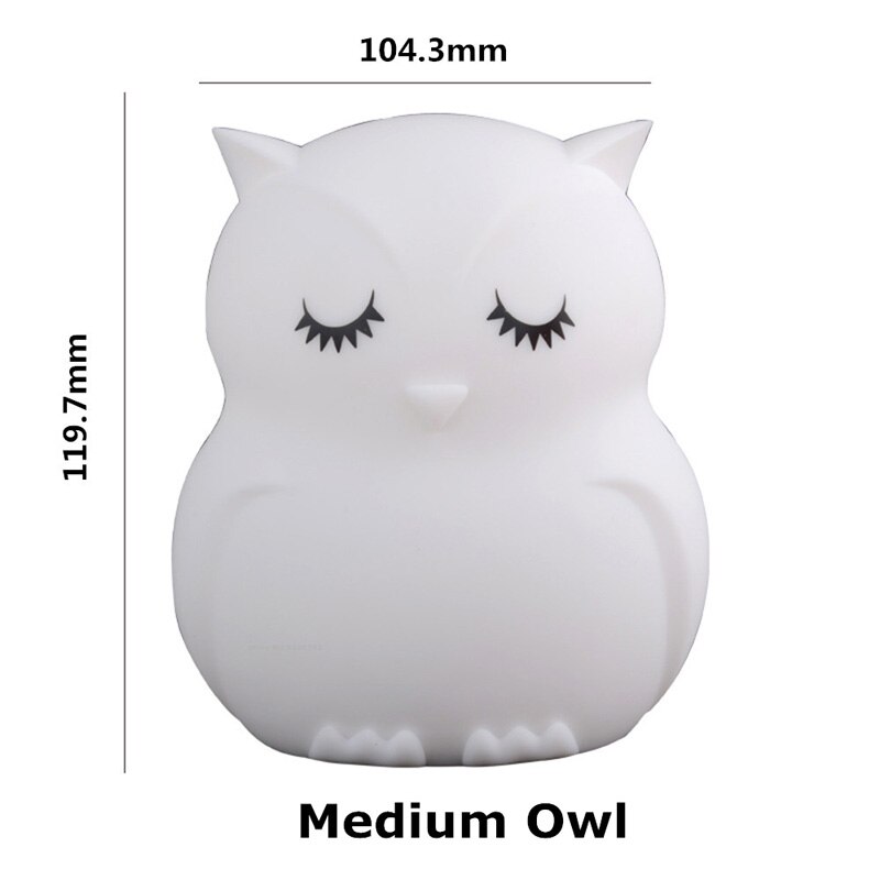 Led-nachtlicht mit cartoon-eule, touch-sensor, fernbedienung, 9 farben, dimm-timer, wiederaufladbare silikonlampe für kinder und babys