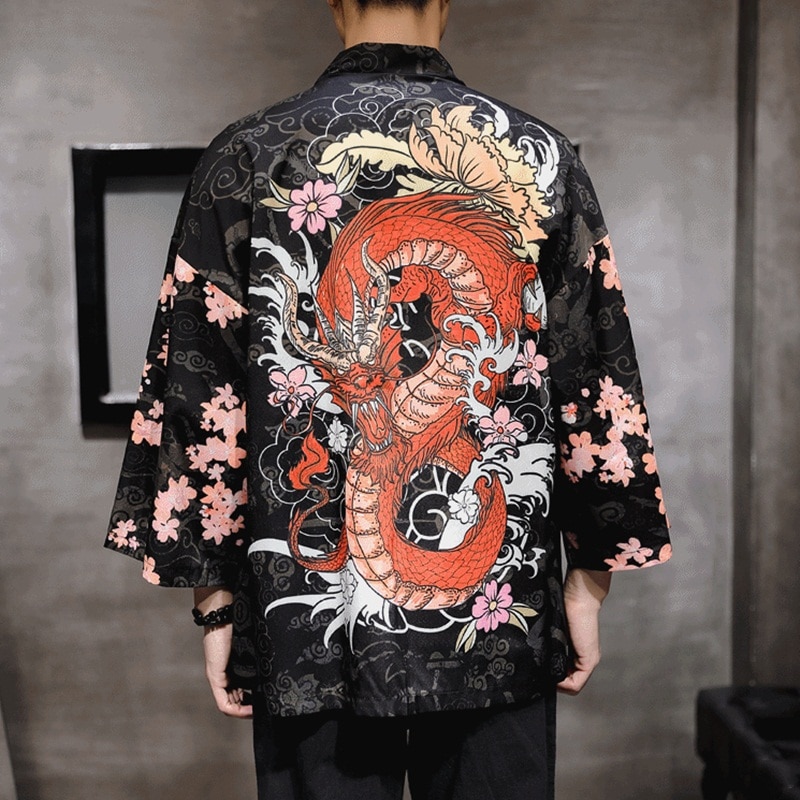 Japanese Kimono Man Haori Yukata Asian Streetwear Samurai Costume Cardigan Kimono Shirt Men Traditional Japanese Kimonos 10909