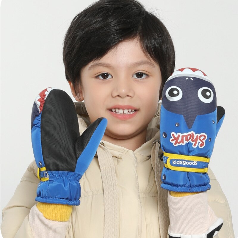 Guantes de esquí para niños, manoplas de invierno a prueba de viento, impermeables, gruesas, cálidas, antideslizantes, para ciclismo, escalada, al aire libre, manoplas cálidas de dibujos animados