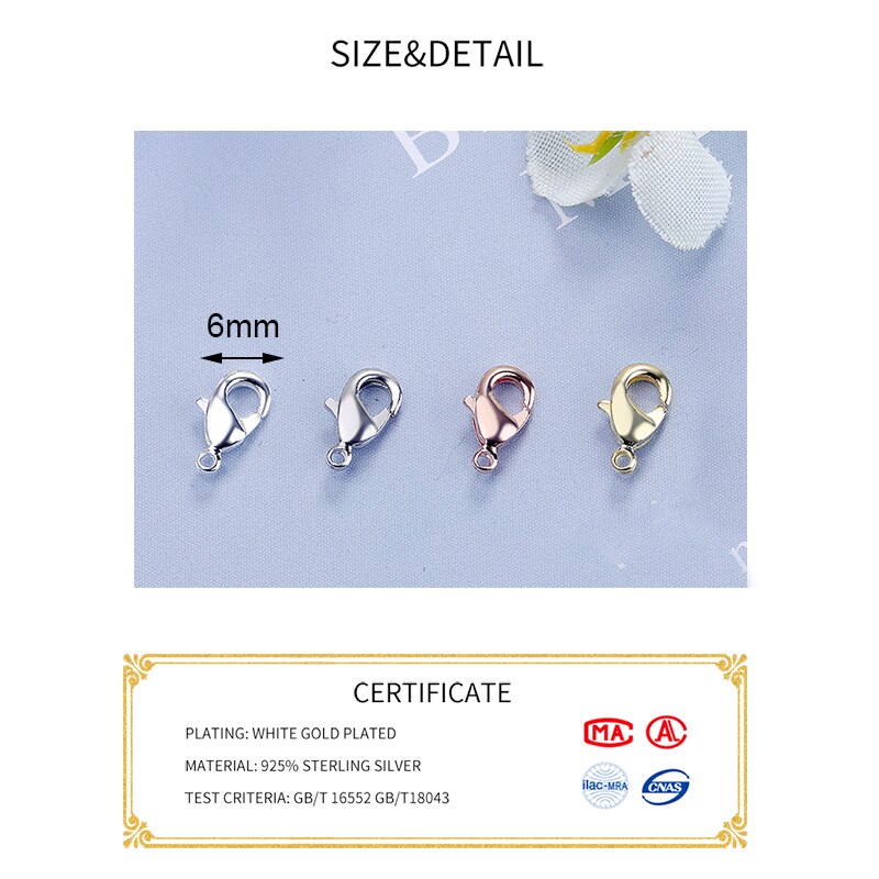 INZATT 10 Pieces / Lot Real 925 Sterling Silver Necklace Clasp Chain Charms Handmade Of DIY Accessories