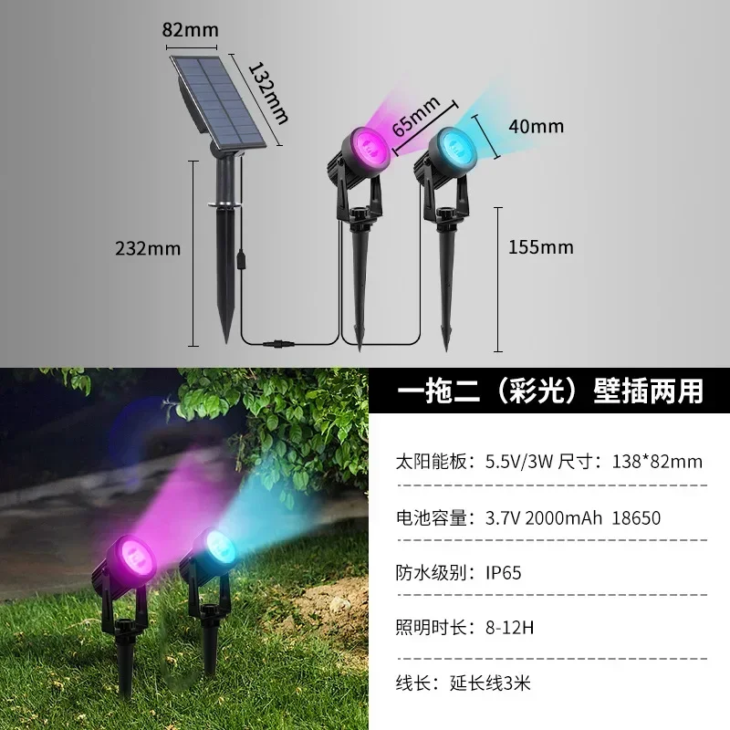 Nieuwste 3000k/6000k/ rgb led-lampen op zonne-energie, buitenspot op zonne-energie, tuinlamp op zonne-energie  ip65 waterdichte gazonlamp, wandlamp: Bosgroen