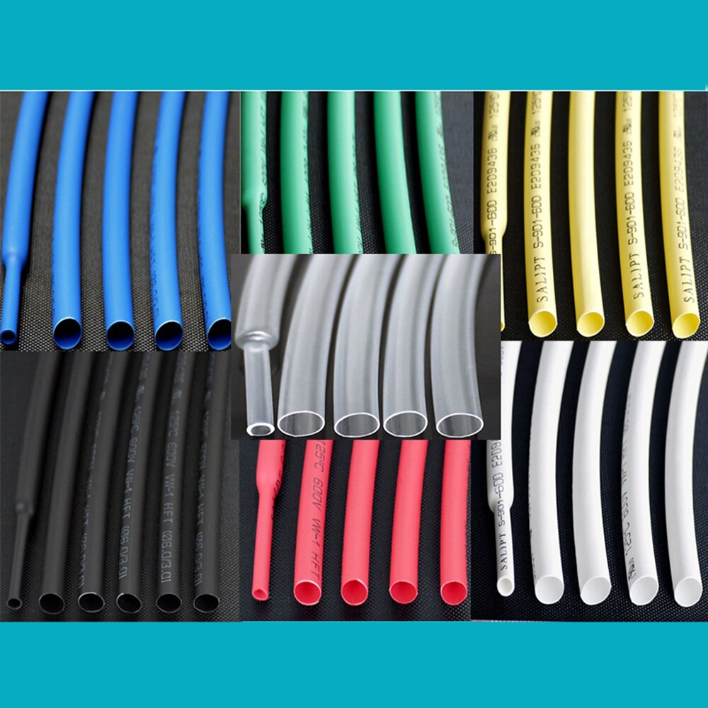 5meters 1.5mm Heat Shrink Tubing Shrinkable Heatshrink Tube Sleeves 2:1 White Black Red white/red/green/blue/Transparent/yellow