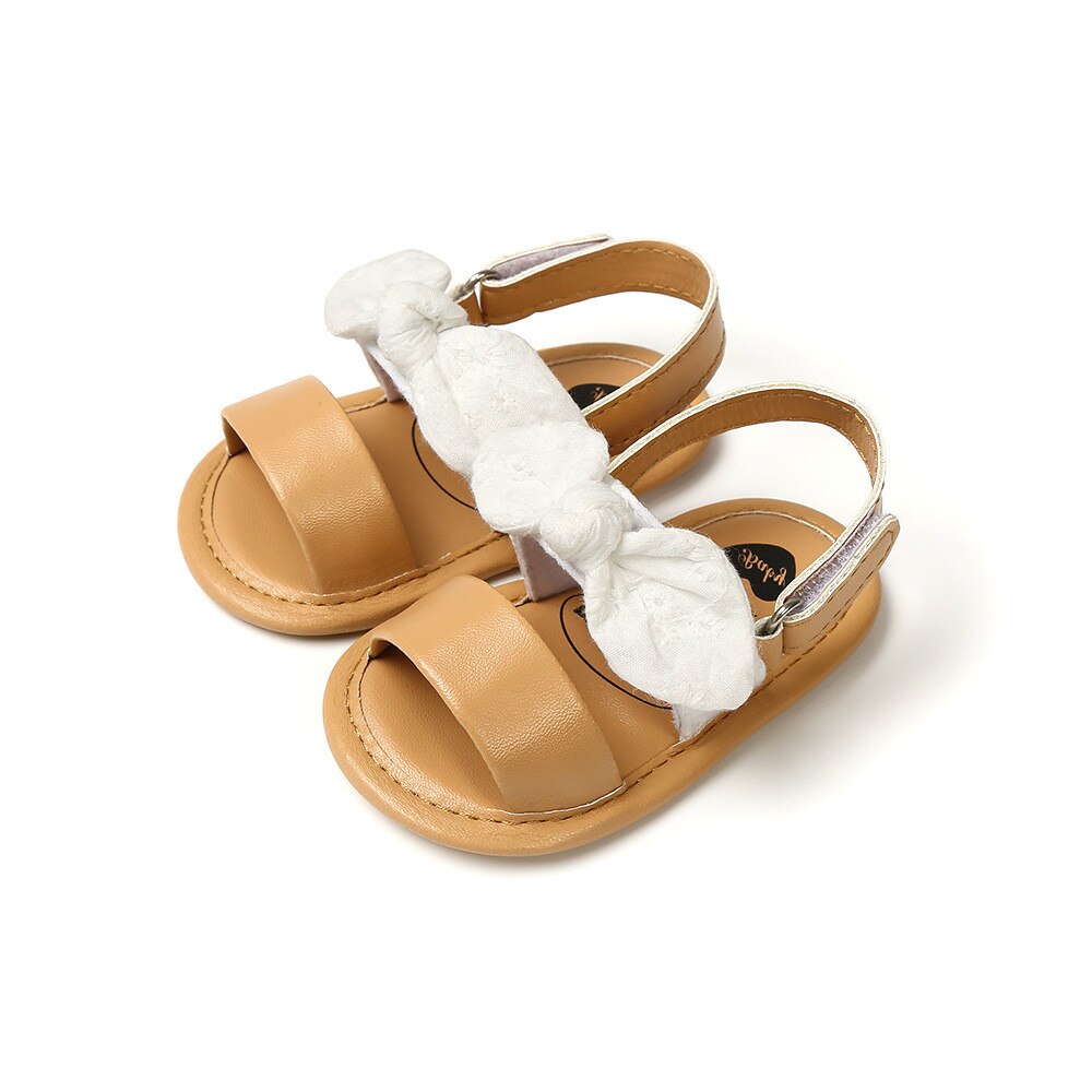 Sandales d'été antidérapantes pour bébés filles, chaussures de princesse, à nœud papillon, en PU, à la: WHITE / 11cm-(0-6M)