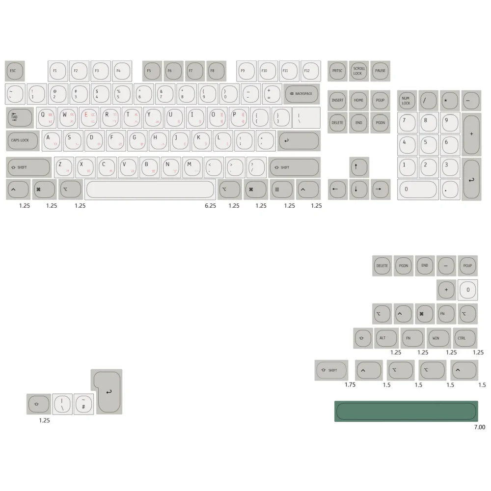 NPKC Hangul Keycaps Set Korean MA Profile Retro Keycap PBT Japanese Key caps for Cherry MX Switch Mechanical Keyboard Key cap: BROWN
