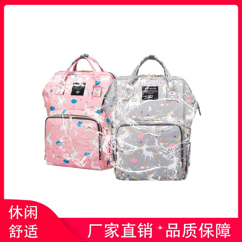 Bolsa de pañales japonesa estilo famoso unicornio-mochila femenina bolsa de viaje informal bolsa de tela impermeable para estudiantes