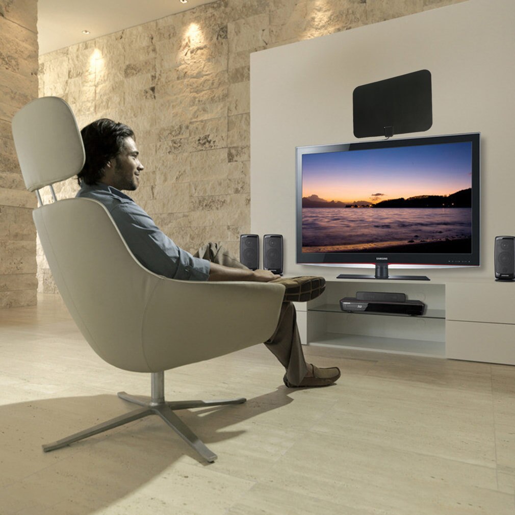 Digtal Indoor Amplified HDTV Antenna with Detachable Amplifier Signal Booster for UHF VHF USB 10ft High Performance Coax Cable