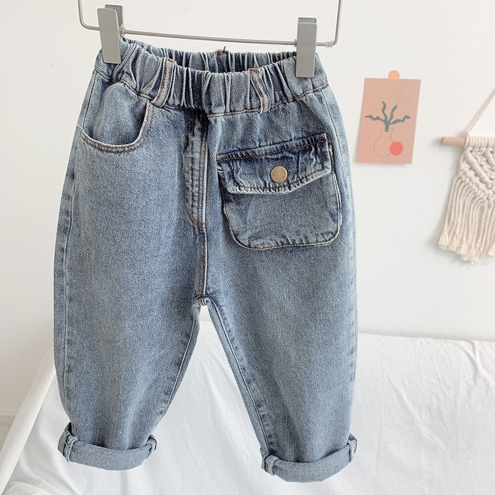 Børn jeanscasual koreanske forår jeans til drenge 2 3 4 5 6 år børn bukser baby småbørn piger denim bukser