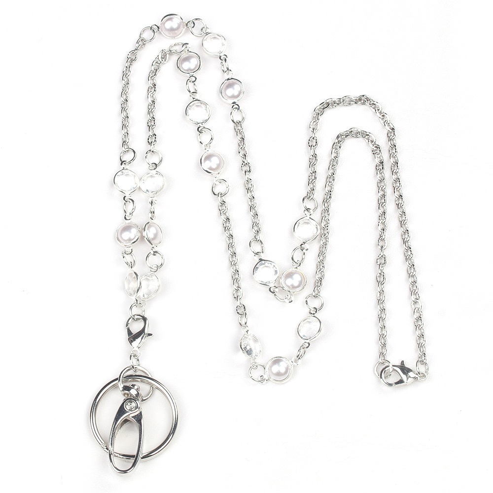 Beads Lanyards Badge Lanyards with ID Holder Keychain Holder Necklace Lanyards for Women Girl: Blue