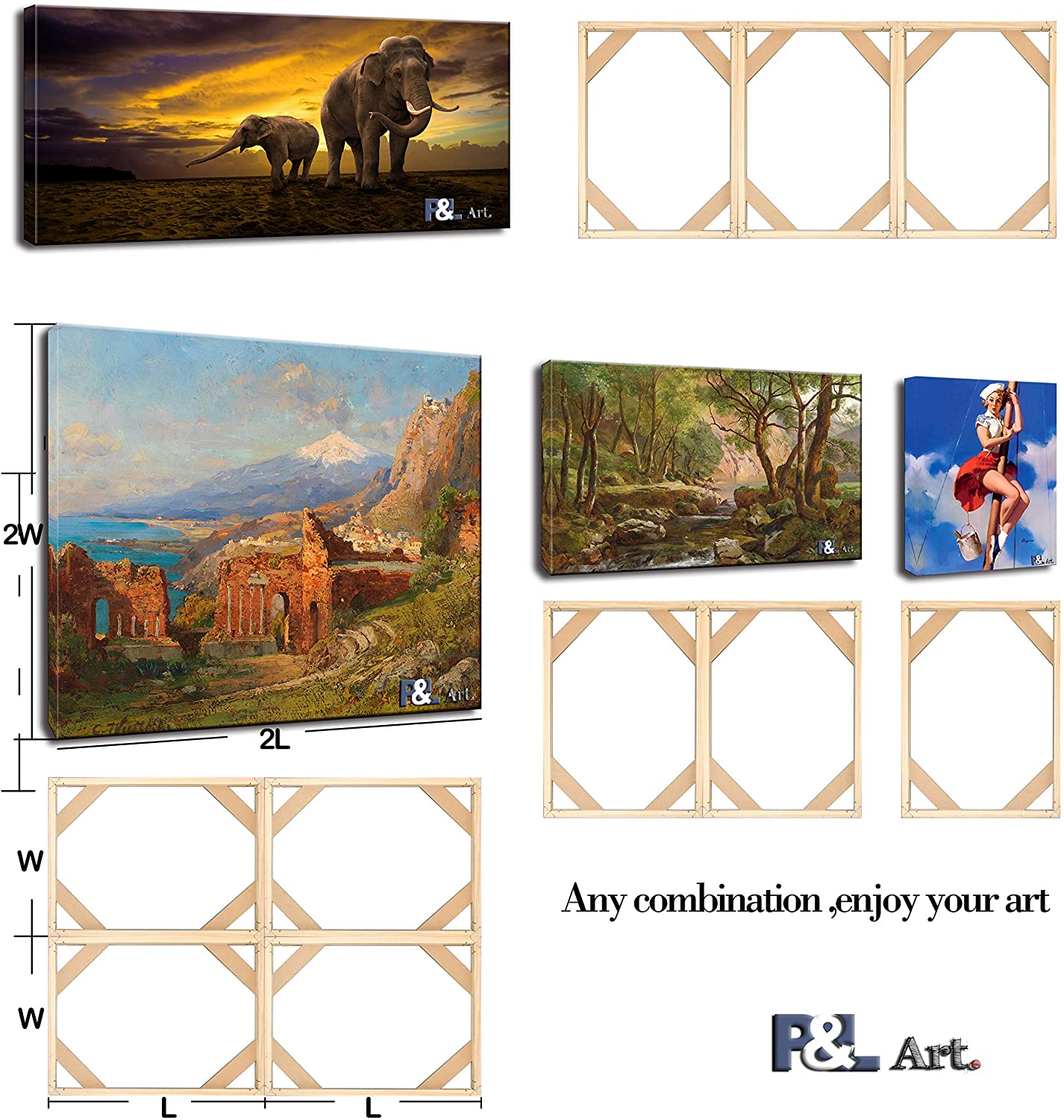 DIY Solid Blank Wood Canvas Frame Kit 16 x20 Inch for Oil Painting Wall Art Wooden Art Frames for Paintings Canvases