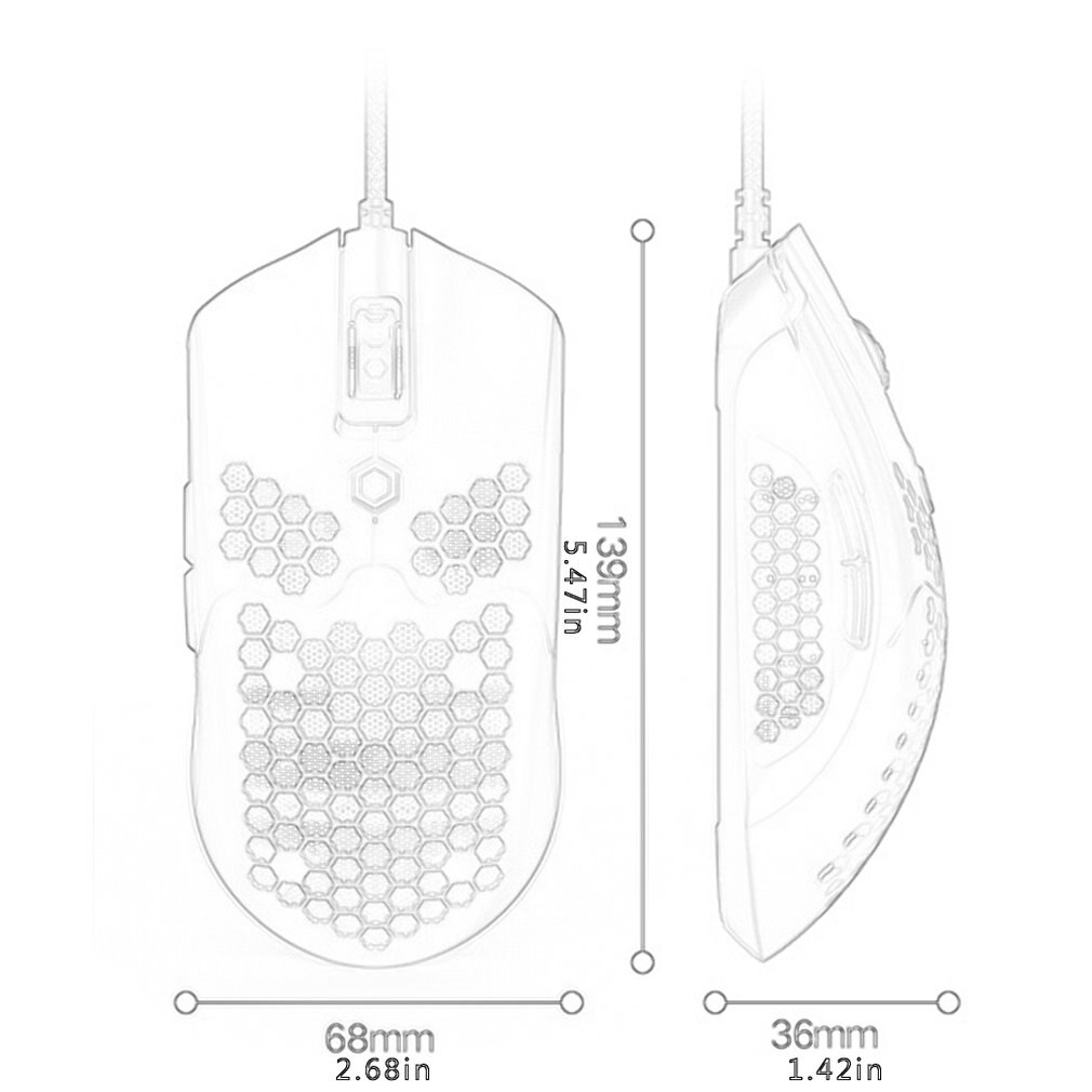 M5 Hollow-out Honeycomb Shell Gaming Mouse Colorful RGB Backlit Light Wired Mice with 7 Buttons for Game Lovers