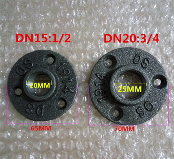 10Pcs DN15 1/2" Cast Iron Flanges Pipe Fittings Wall Mount Floor Antique Flange Piece Malleable Iron Flange BSP Threaded Hole