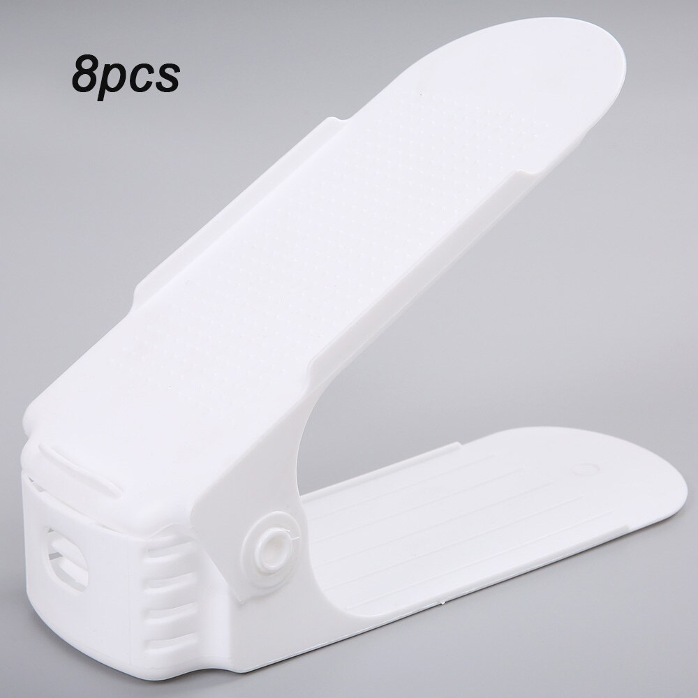 8 stuks verstelbare dubbele schoenenorganizer moderne schoonmaak opbergrek plastic woonkamer organizers schoenendoos standaard beugel schoenendoos: 8 stuks wit